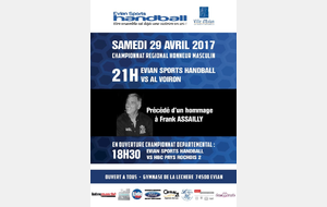 Seniors garçons 1 vs Voiron précédé d'un hommage à Frank Assailly