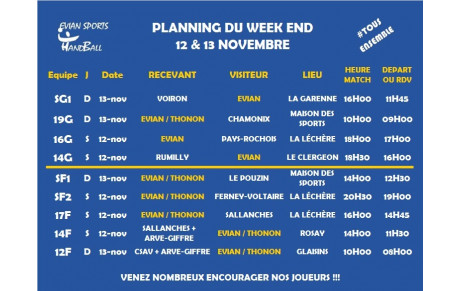 Matchs du week-end (12-13 nov.)