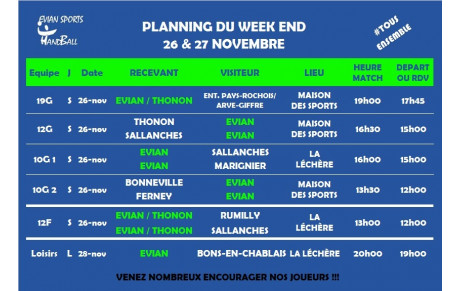 Matchs du week-end (26-27 nov.)