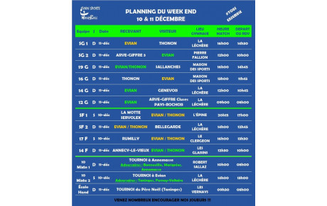Matchs du weekend (10 &amp; 11 déc.)