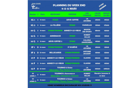 Matchs du week-end (11-12 Mars)