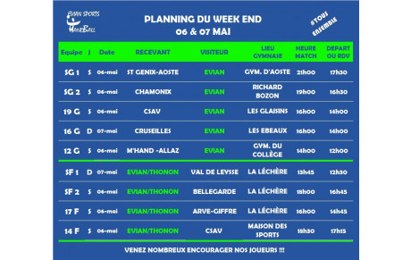 Matchs du week-end (06-07 Mai)