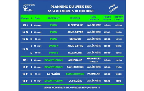 Matchs du weekend (30 SEPT.&amp; 01 OCT.)