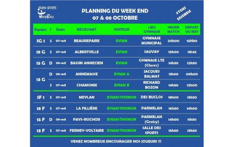 Matchs du weekend (07 &amp; 08 OCT.)