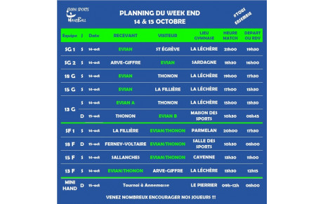 Matchs du weekend (14 &amp; 15 OCT.)