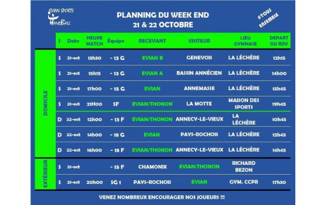 Matchs du weekend (21 &amp; 22 octobre)
