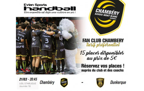 Places disponibles pour match de Chambéry !!