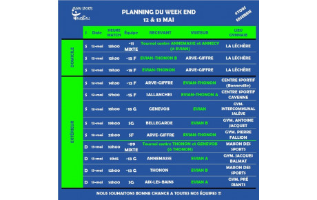 Matchs du weekend (12 &amp; 13 MAI)
