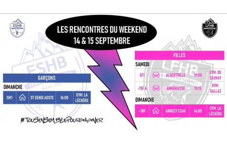 MATCHS DU WEEKEND I 14 - 15 SEPT.