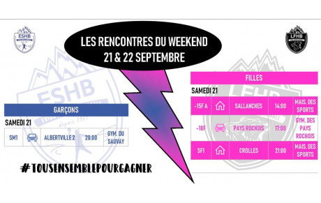 MATCHS DU WEEKEND I 21 - 22 SEPT.