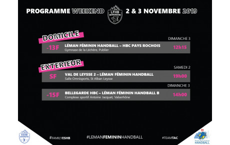 MATCHS WEEKEND LFHB | 02-03 NOVEMBRE