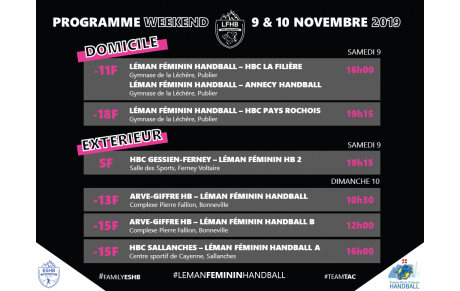 MATCHS WEEKEND LFHB | 09-10 NOVEMBRE