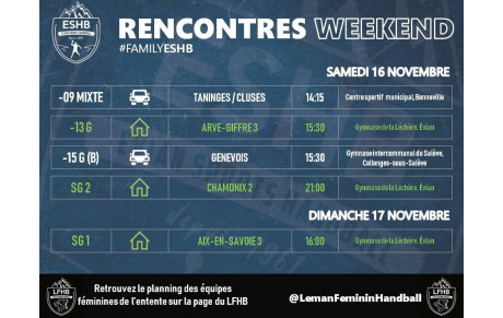 MATCHS ESHB | 16-17 NOVEMBRE 