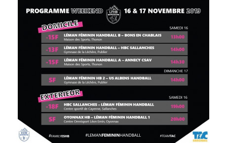MATCHS LFHB | 16-17 NOVEMBRE 