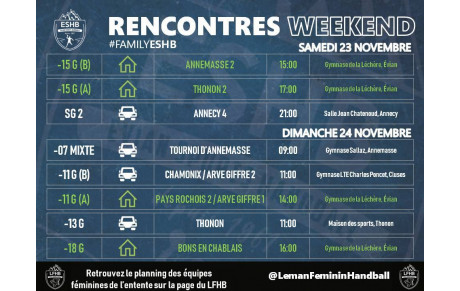 MATCHS ESHB | 23-24 NOVEMBRE