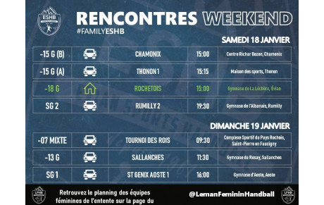 MATCHS ESHB | 18 &amp; 19 JANVIER