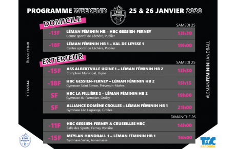 MATCHS LFHB | 25 &amp; 26 JANVIER