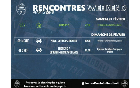 MATCHS ESHB | 01 &amp; 02 FÉVRIER