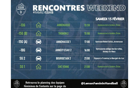 MATCHS ESHB | 15 &amp; 16 FÉVRIER