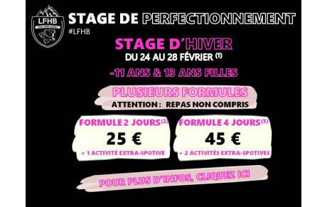 STAGE FÉVRIER LFHB | -11 &amp; -13 FILLES 