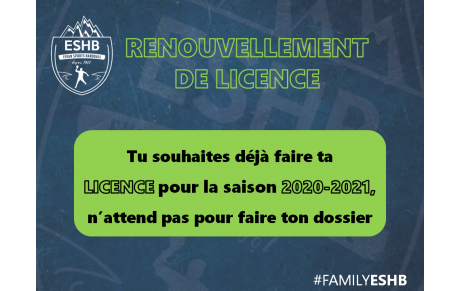 NOUVELLE SAISON | renouvellement de licence