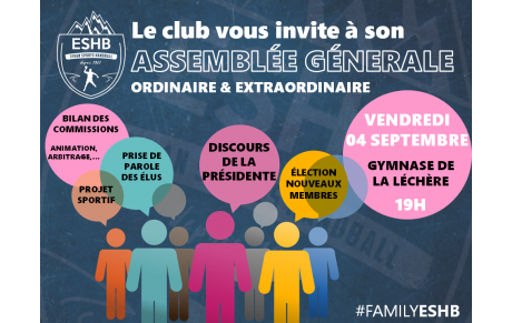 RAPPEL : ASSEMBLÉE GÉNÉRALE ORDINAIRE + EXTRAORDINAIRE