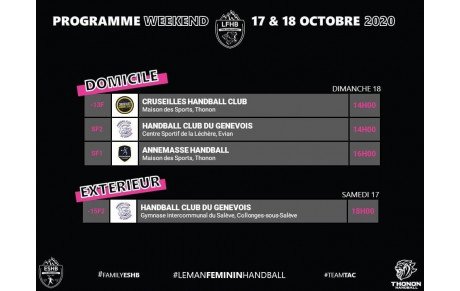 MATCHS WEEK-END LFHB | 17-18 OCTOBRE 