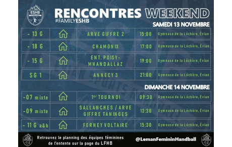 Matchs week-end | 13-14 novembre 